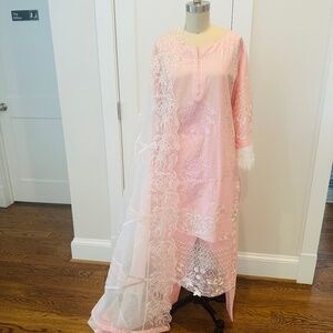 Powder Pink Cotton 3 Piece Suit NWT